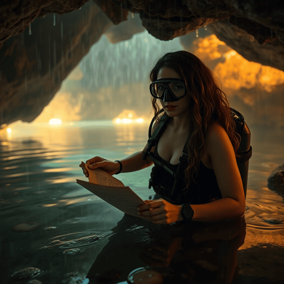 MGUS IgM: Marina explores an underwater cave lit by bioluminescence, uncovering hidden clues about MGUS IgM.