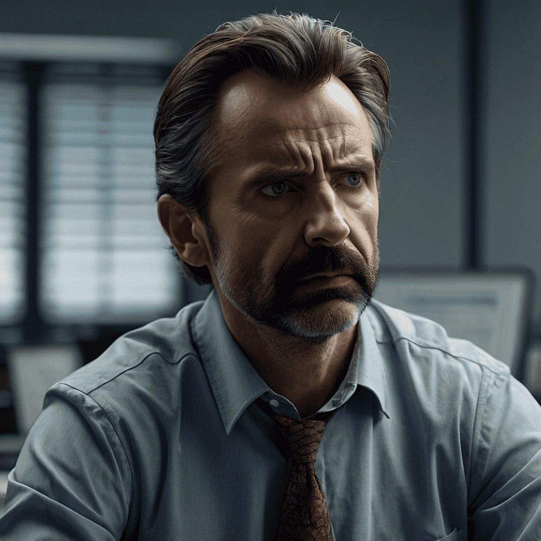 A 45-year-old athletic man sits in a doctor's office, listening intently as he learns about his MGUS diagnosis.