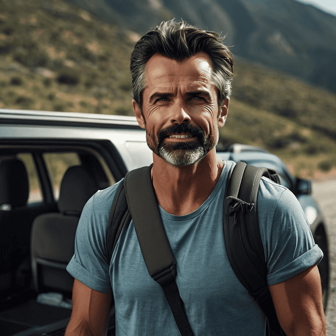 A man loads gear into his SUV, preparing for a scenic road trip after learning to manage MGUS.